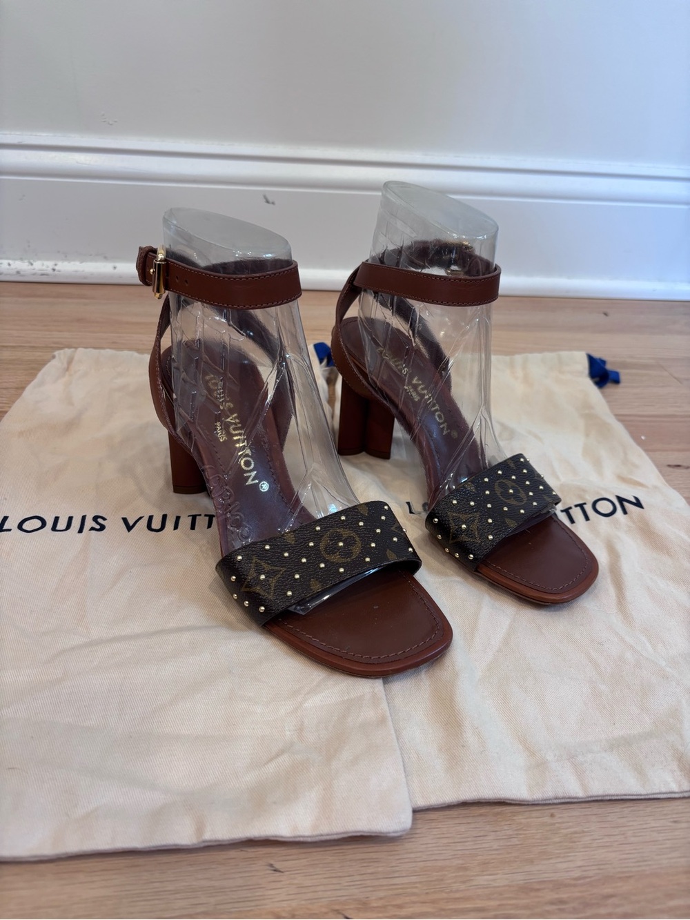 Louis Vuitton LV Monogram Studded Accents Sandals size 36.5